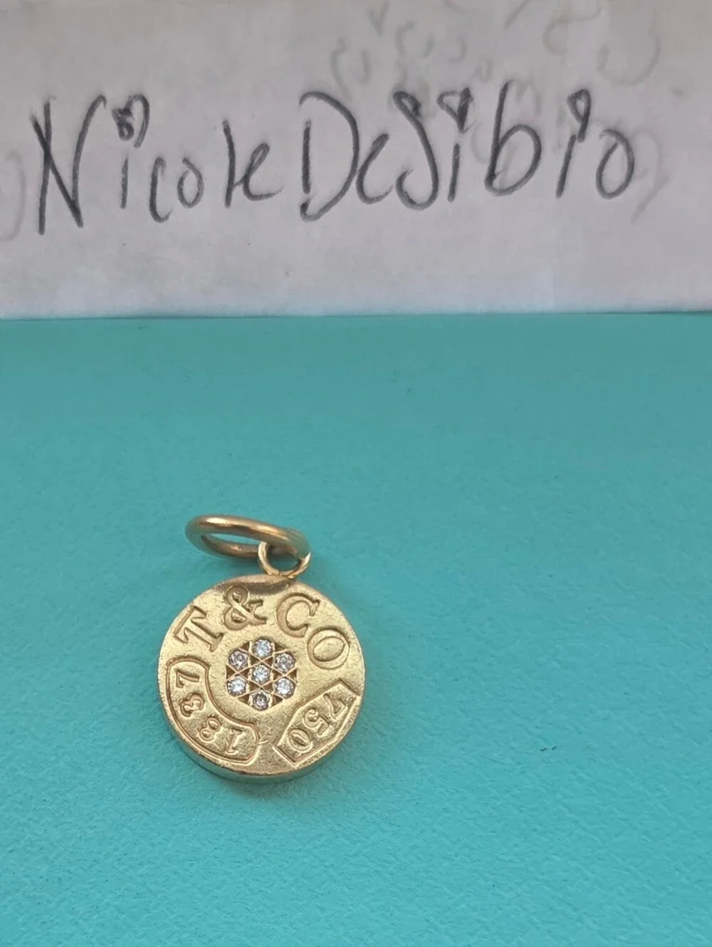 Tiffany & Co. 18k Yellow Gold Diamond 1837 Round Charm